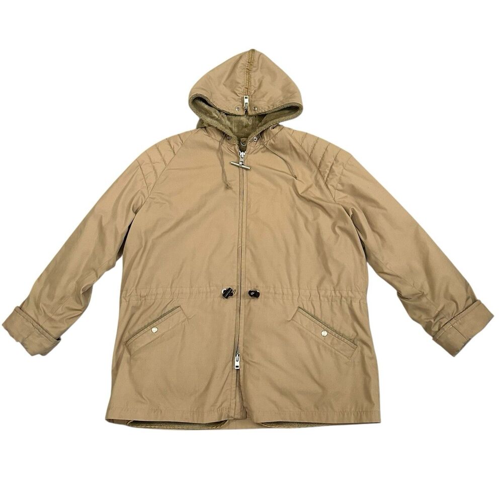 Tan Chore Jacket Men XL? Sherpa Fur Hooded MIGHTY MAC Gloucester Faux VTG USA